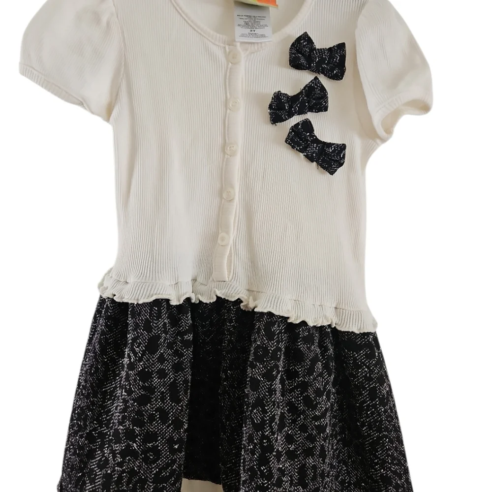 Penelope Mack Skater Dress 2T Bows Ruffle Short Sleeves